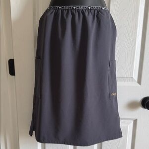 Smokey Gray A-Line Skirt with Utility Pockets